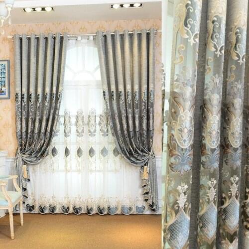Nordic Style Curtains for Living Dining Room Bedroom Chenille Embroidery Tulle Jacquard Curtains