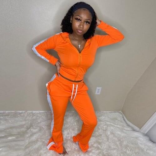 Contrast Color Patchwork Womens Sport Suit Stand Collar Long Sleeve Workout Jackets and Jogger Sweatpant Activewear Outfits