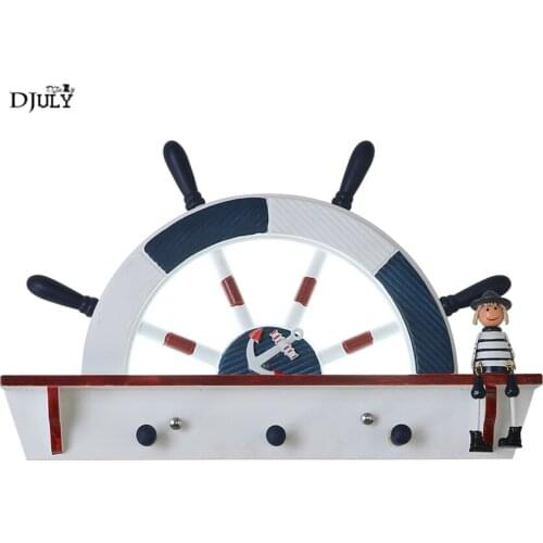 Mediterranean Sea Rudder Sailor Led Wall Lamp Wood Children Room Decoration Creative Bedroom Lamp Wall Sconces Lights for Home
