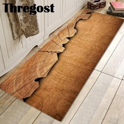 Thregost Wood Grain Printed Door Mats Indoor Home Decor Mat Kitchen Rugs Washable Memory Foam Floor Rug Shoes Carpet