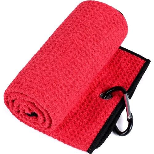 Enhua Tri-fold Golf Towel | Premium Microfiber Fabric | Waffle Pattern | Heavy Duty Carabiner Clip