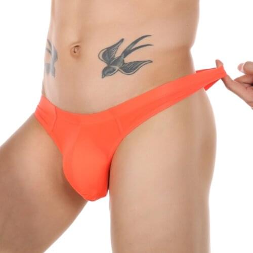 Men Underpants Underwear Ice Silk Sexy Thong G String T-back Ultra Thin Soft Penis Pouch hombre Mini Briefs Erotic Panties