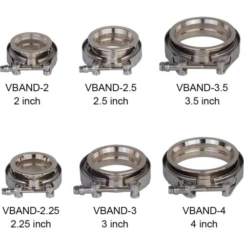Universal SS304 2 2.25 2.5 3 3.5 4 V-band Clamp 3 Inch V-band 4 Inch Exhaust Flange 76mm Turbo Exhaust Vband V Clamps Kits