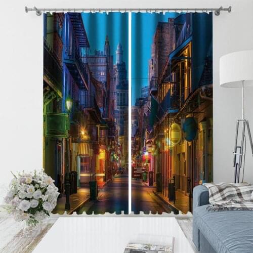 Custom 3D Blackout Curtain street view Curtains For Living Room Bedroom Bedroom Modern Kitchen Window Curtains Drapes