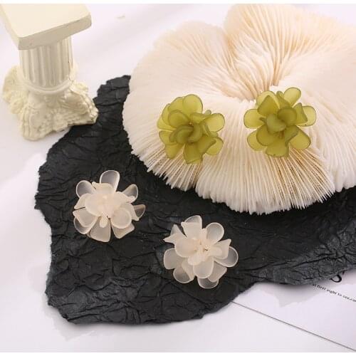 Flower Earrings Female South Korea Dongdaemun Three-Dimensional Bouquet Ear Stud Super Fairy Female No Pierced Ear Clip