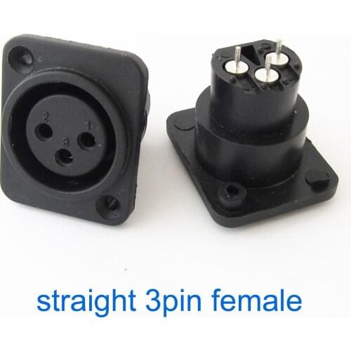 1pc Microphone XLR 3Pin Female Panel Chassis Mount Socket Audio Connector Black