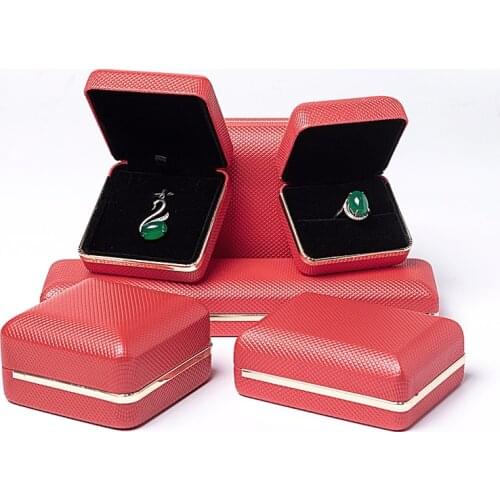 100 red mesh pattern high-end earrings ring jewelry PU leather wedding box jewelry senior velvet box necklace gift