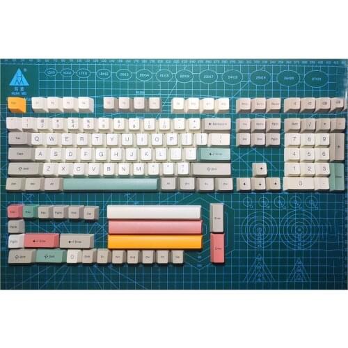 128Pcs Retro PBT Dye-Sub Keycaps With Puller For 61/64/87/96/104 Keys GH60 RK61 Matrix Joke Custom Mechanical Gaming Keyboard