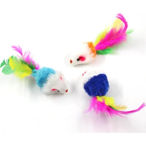 2/5pcs Cat Toy False Mouse Pet Cat Toys Mini Funny Interactive Playing Toys For Cats with Colorful Feather Plush Mini Mouse Toys