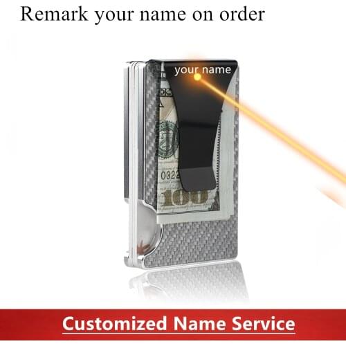 2021 Carbon Fiber Credit Card Holder Wallet New Design Minimalist Rfid Blocking Slim Metal Cardholder Anti Protect Clip for Gift