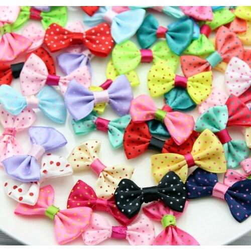 300pcs pack bows WITHOUT clips DIY for Headwear Hair bow Hair clips Supply 36mm polka dots satin bows
