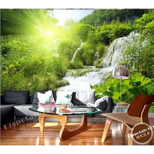 The custom 3D murals,forest streams under the sun,living room sofa TV wall bedroom wall paper