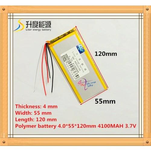 5 wire The tablet battery 3.7V 4100mAH 4055120 Polymer lithium ion / Li-ion battery for tablet pc