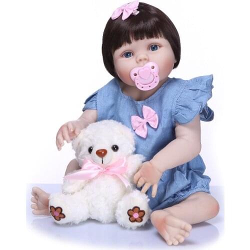 55cm Full Silicone Reborn Boneca Realista Fashion Baby Dolls for Girl Children Birthday Gift Bebes Reborn Boneca Doll