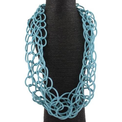 6 Colors Women Soft Rubber Casual Jewelry Handmade Fashion Necklaces Multi Circles Dropshipping