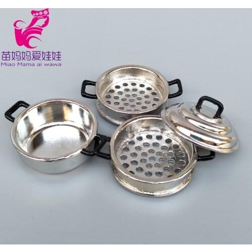 1/6 BJD doll ob11 accessories Kitchenware mini Steamer pans and pots doll furniture for barbie licca blythe doll use