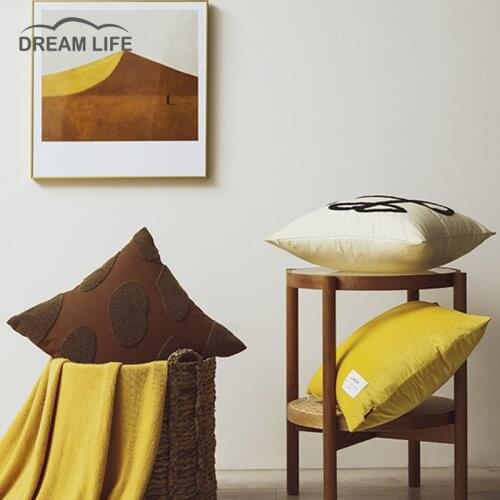 Velvet Pillows Home decor Soft Cotton Embroidery Pillowcases Nordic Cushion Cover 45x45cm Decorative Home Cafe Shop Pillow Cover