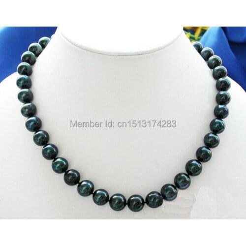 FREE SHIPPING>>> 18" 11-12mm ROUND FRESHWATER BLACK PEARL NECKLACE