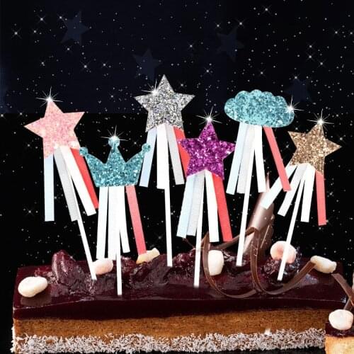 Glitter Wedding Cupcake Topper 2019 New Star Crown Happy Birthday Cake Topper For Birthday Party Cake Decorations Baby Shower