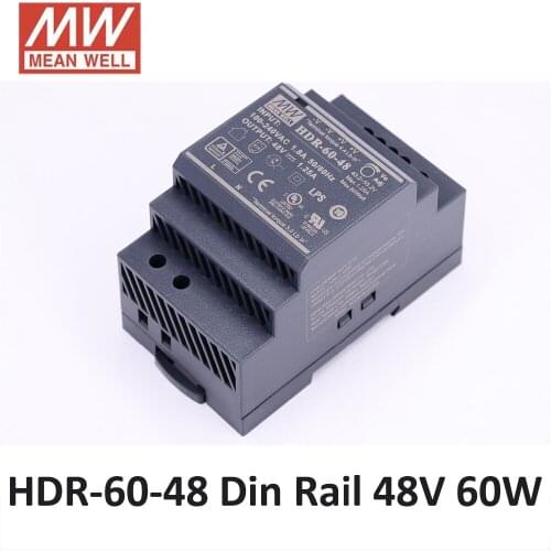Original MEAN WELL HDR-60-48 48V 60W 1.25A meanwell step shape DIN Rail power supply 86-264VAC input 48VDC power supply CE UL CB