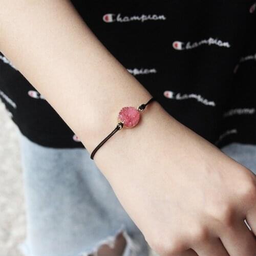 Bracelet Exquisite Fashion Sparkling women Bracele Natural Stone Jewelry Crystal Quartz Druzy Charm Bracelet ROPE chain