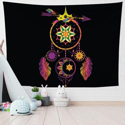 Aesthetic Tapestry Wall Colorful DreamCatcher Tapestry Bohemia Hippie Wall Hanging Bedspread Dorm Decor 0.75*1/1.3*1.5/1.5*2m/pc
