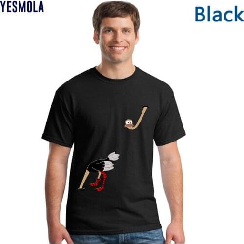 YESMOLA Custom T Shirt for Men Funny Ostrich Print Tshirt Casual Short Sleeve O-neck Tshirt Comfortable Homme Tops Tee