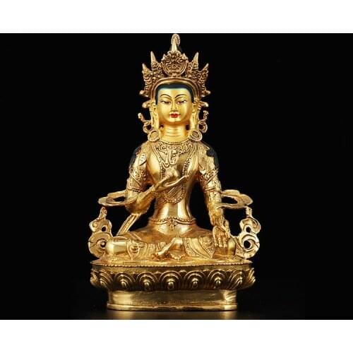 HOT SALE -2020 NEW--HOME Talisman Buddhism India Nepal handmade Gold-plated Ksitigarbha Tibetan king Bodhisattva Buddha statue