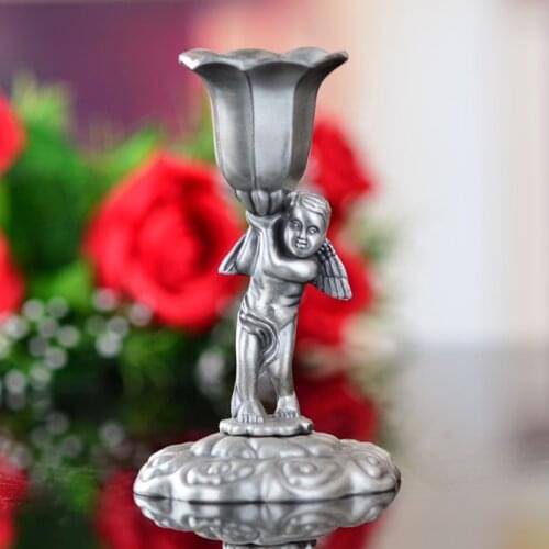 HeyMamba Antique Tin Candle Holder Metal Candlestick Holder Angel Baby Candle Stand Home Party Wedding Decoration
