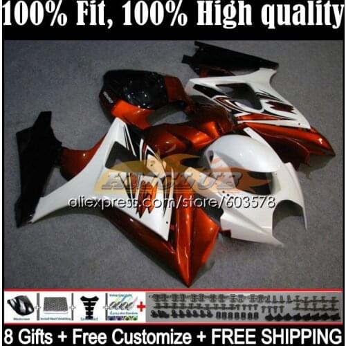 Injection For SUZUKI GSXR1000 GSX R1000 K7 GSX-R1000 13CL.67 GSXR-1000 07 08 GSXR 1000CC 1000 CC 2007 2008 Fairing Orange white