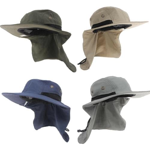 Outdoor Unisex Sun Protect Caps Bucket Hat Solid Casual Brim Sun Block Quick Drying Fishing Climbing Hat UV Protection Face Neck