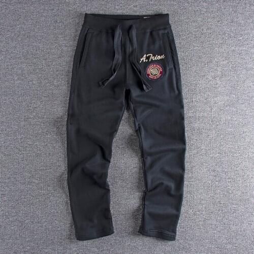 Classic American embroidered sports pants mens fit straight casual pants loose and comfortable tripe Terry mens pants 246