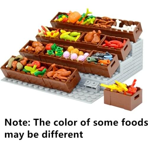 DIY Building Blocks Food display stand Bread Fish Fruit Roast Chicken Carrot City Accessories Educational Friends Bricks Toys