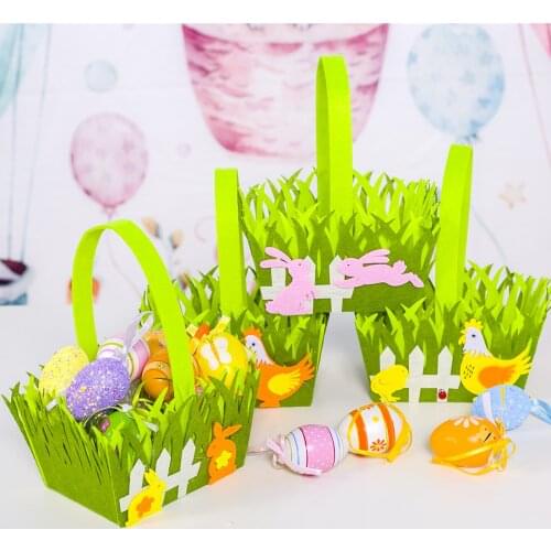 Happy Easter Basket Non-woven Fabric Candy Easter Bunny Egg Basket Washable Gift Bags Party Easter Decoration For Home