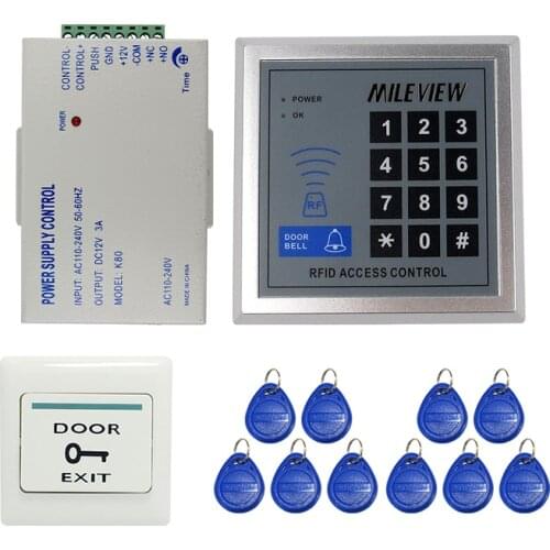 MILEVIEW Cheap! Rfid Door Access Control System + Power Supply Controller + Rfid Keypad + Exit Button IN STOCK Free Shipping