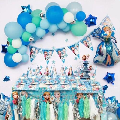 Frozen Party Elsa Princess Balloons Napins Tableware Set Birthday Party Decor Baby Shower Party Supplies Set Party Decoration