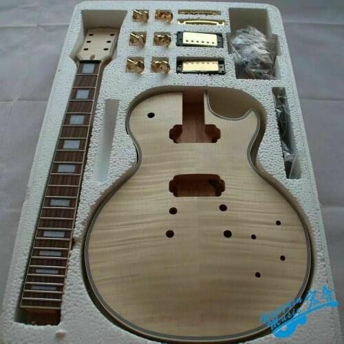 Best New DIY LP style Guitar Mahogany Body Unfinished Electric Guitar Kit all parts