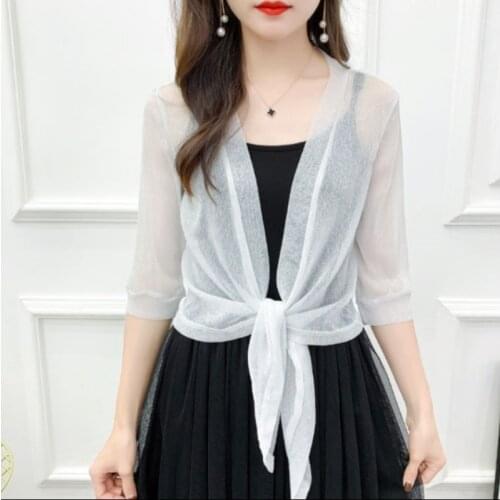 New Women Summer Kimono Cardigan Mesh Transparent Sun Blouse Chiffon Loose Short Plus Size Shirt Solid Beach Cover Ups Outwear