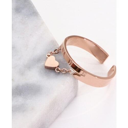 Drop shipping & wholesales Top Quality Rose Gold color Titanium Steel Heart charms Openning Women Ring,nice gift for girl