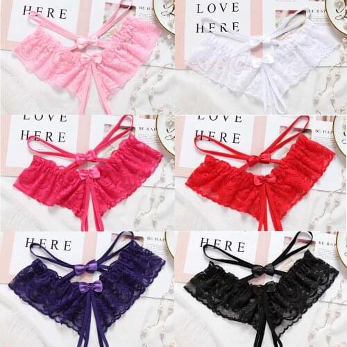 Womens Sexy Lingerie Hot Thong Panties Porn Lace Transparent Crotchless Underwear Underpants Sex Wear G-String Briefs