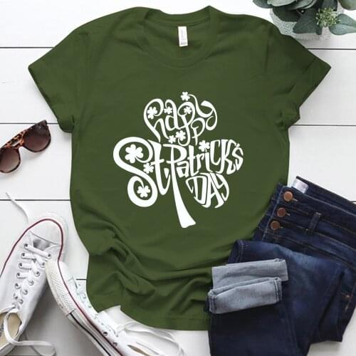 St. Patricks Day Woman Tshirts Loose Crew Neck Short Sleeve Holiday T Shirt for Women Harajuku Cotton Womens T-shirts