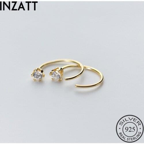 INZATT Romantic Real 925 Sterling Sliver Zircon Stud Earrings 2018 Fine Jewelry For Women Birthday Party Gold Color Accessories