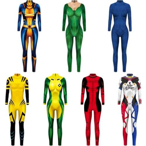 X-MEN Raven Darkholme Mystique Cosplay Costume 3D Print Cheap Xmen Superhero Halloween Zentai Suit for Adults