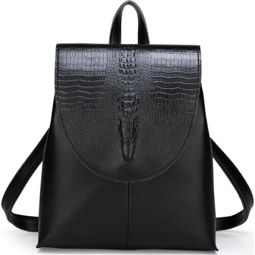 Women Backpack New Fashion Girl Schoolbag Crocodile Pattern Leather Backpack Cross Shoulder Bags 2020