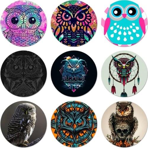 58mm owl art Icons Pins Badge Decoration Brooches Metal Badges For Clothes Backpack Decoration