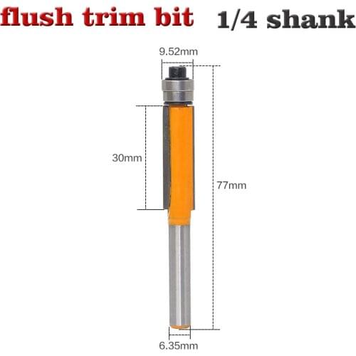 1Pc 1/4 SHANK Flush Trim Router Bit End Bearing For Woodworking Cutting Tool