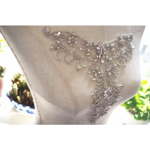 1 PC Deluxe Rhinestone Bodice Applique Crystal Bodice Applique For Wedding Dress Heavy Bead Applique Bodice