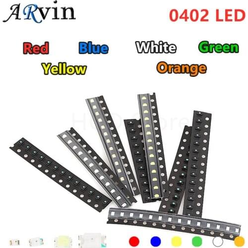 100pcs/lot 6 Colors SMD 0402 Led DIY kit Ultra Bright Red/Green/Blue/Yellow/White/Orange Water Clear LED Light Diode set