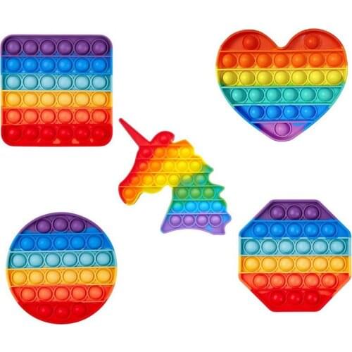 100pcs Push Bubble Sensory Fidget Toy, Autism Special Needs Stress Reliever Silicone Stress Reliever Toy Rainbow Best Gifts