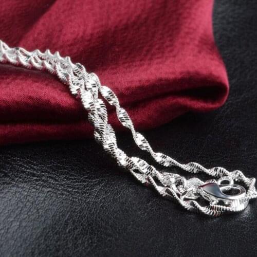 16-30inch NEW Fashion Womens Mens 925 Necklace 50PCS Silver colorColor Color Necklace 2MM Water Wave Wholesale
